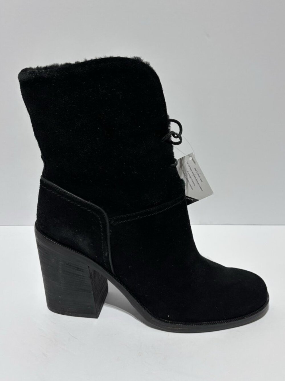 UGG Women’s Jerene Black Shearling Lace-Up Boots, Size 12 M
